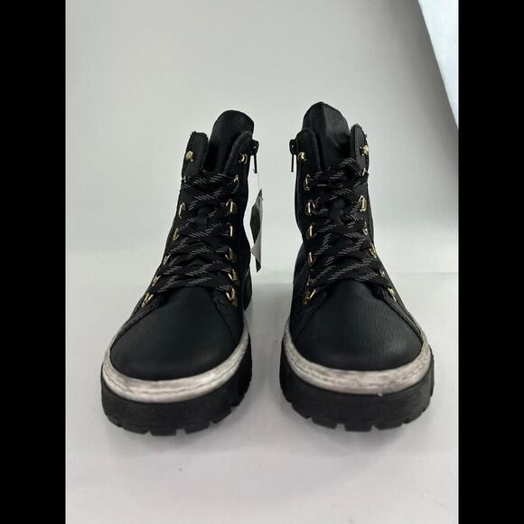 Rieker Women's Black Lace-Up Ankle Boots US 9-9.5 Warm Lining Combat Boot Eur 40 - Picture 2 of 10